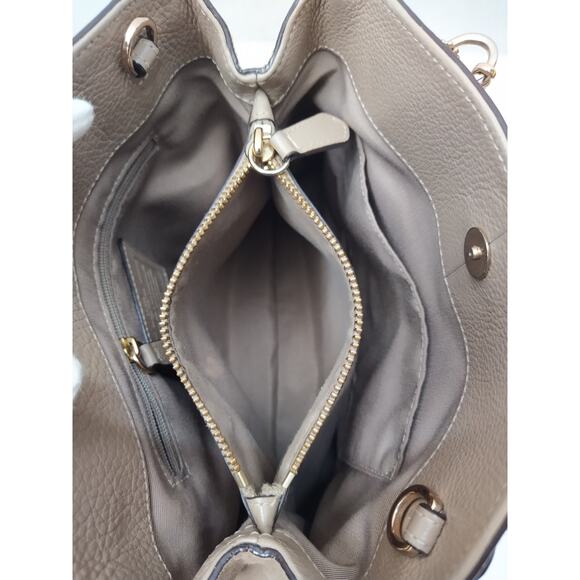 Coach Gray Leather Suede Double Handles Satchel Bag - Picture 13 of 16